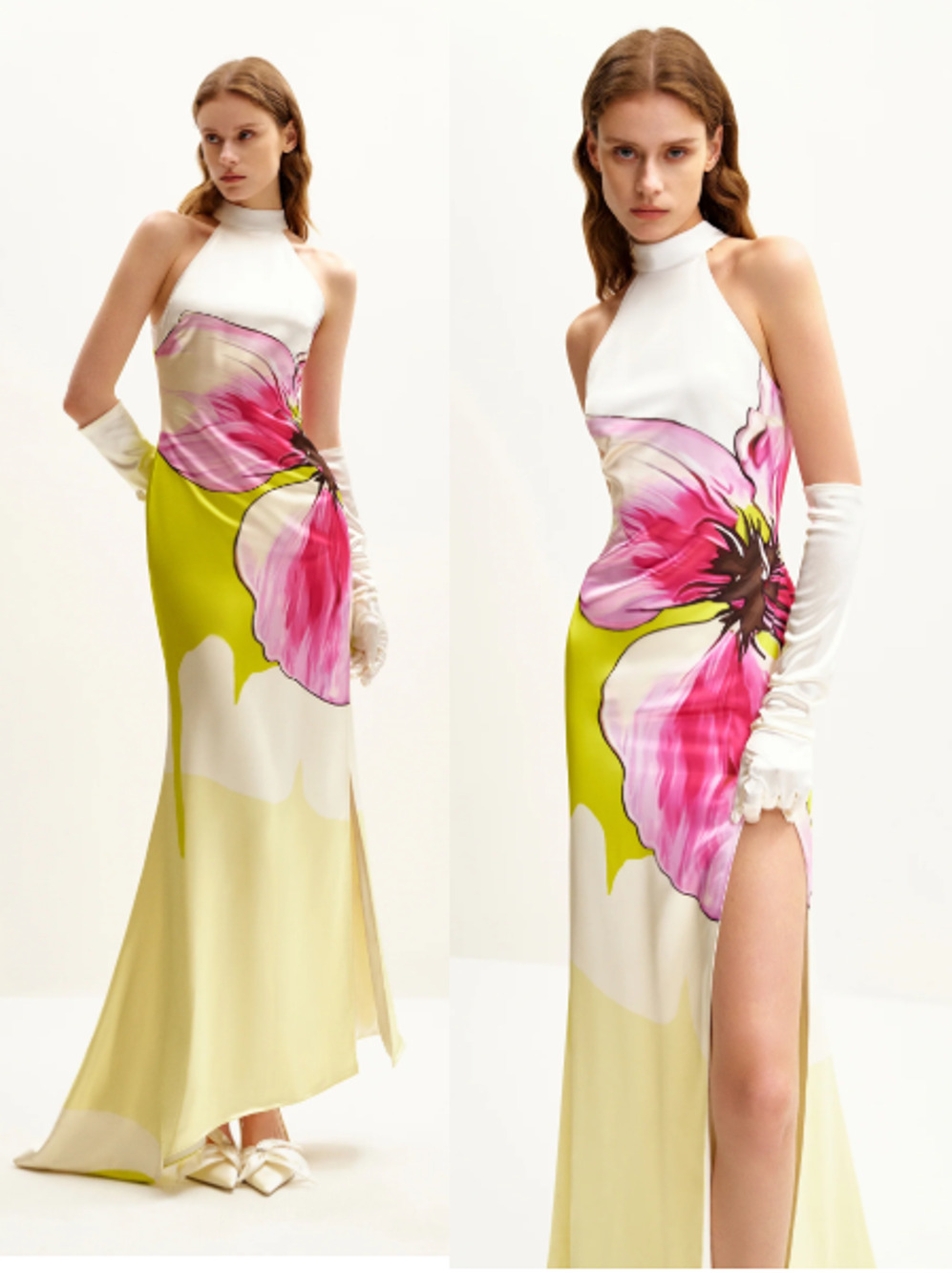 NWT JW PEI Olivia Floral Halter Neck Maxi Gown Dress Multicolor Women's Size 4